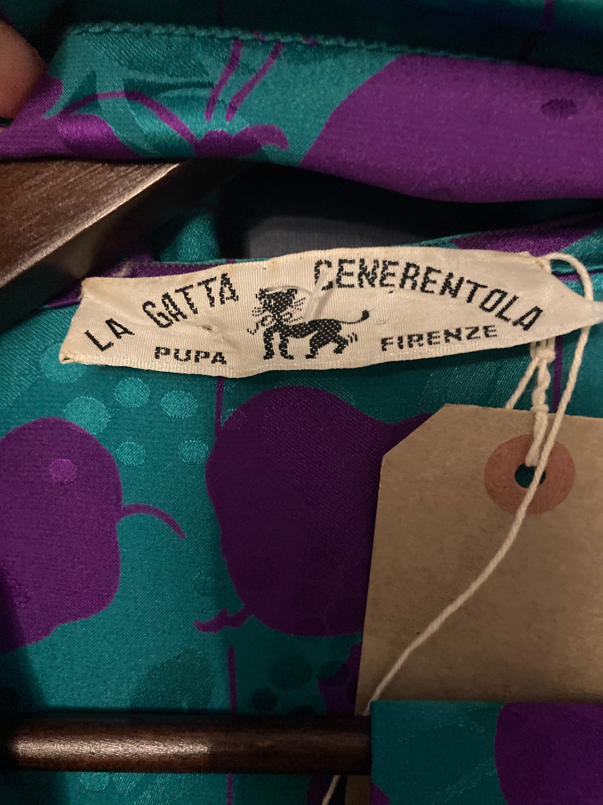 La Gatta Green and Purple Patterned 3/4 Sleeved Dress UK Size 12/14 - Ava & Iva