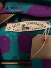 La Gatta Green and Purple Patterned 3/4 Sleeved Dress UK Size 12/14 - Ava & Iva