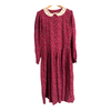 Laura Ashley Vintage Cotton Blend Long Sleeve Shirt Maxi Dress Dark Pink Floral Print UK Size 12-14 - Ava & Iva