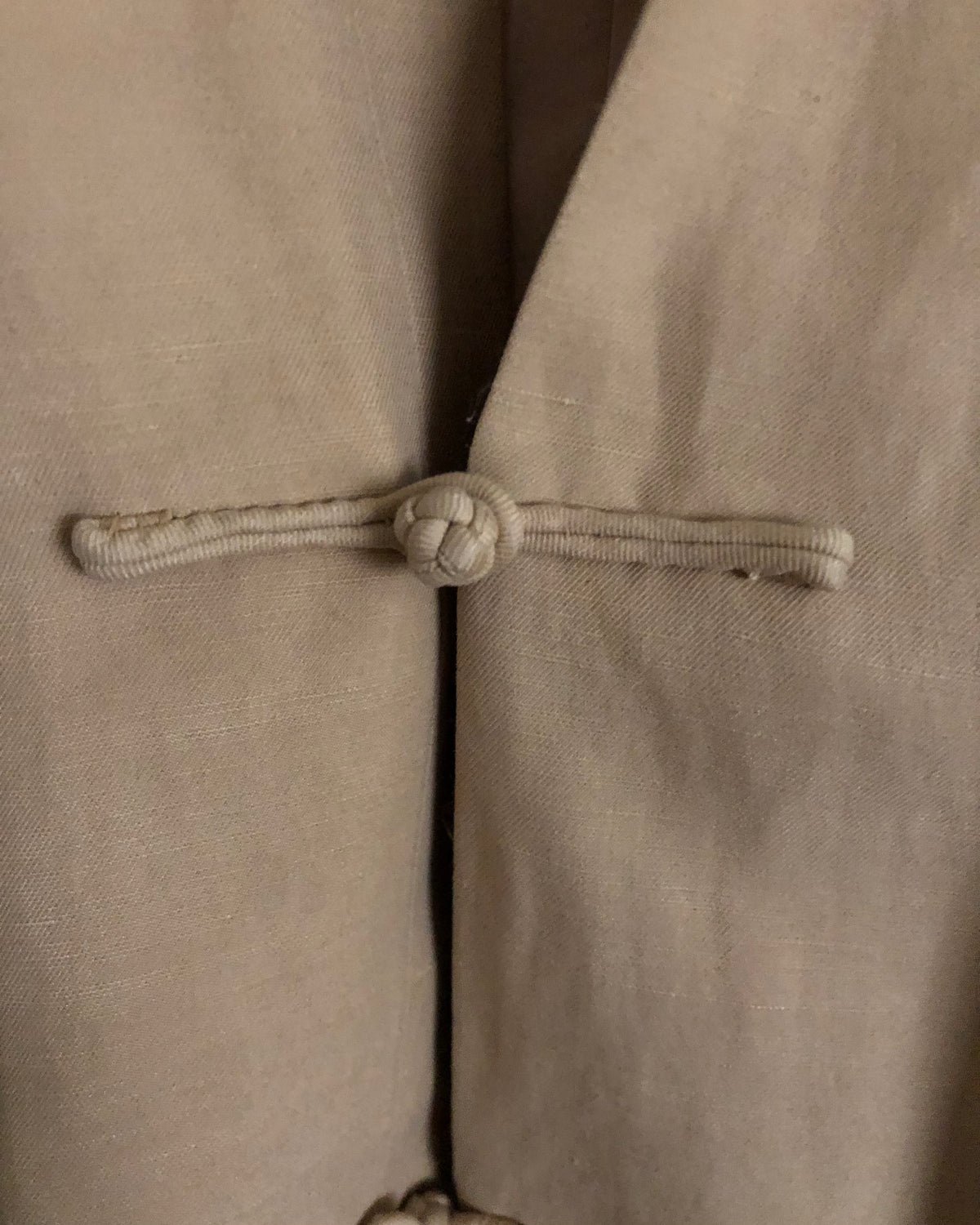 Shanghai Tang Silk & Linen Blend Long Sleeve Jacket Beige Oatmeal UK Size 6 - Ava & Iva