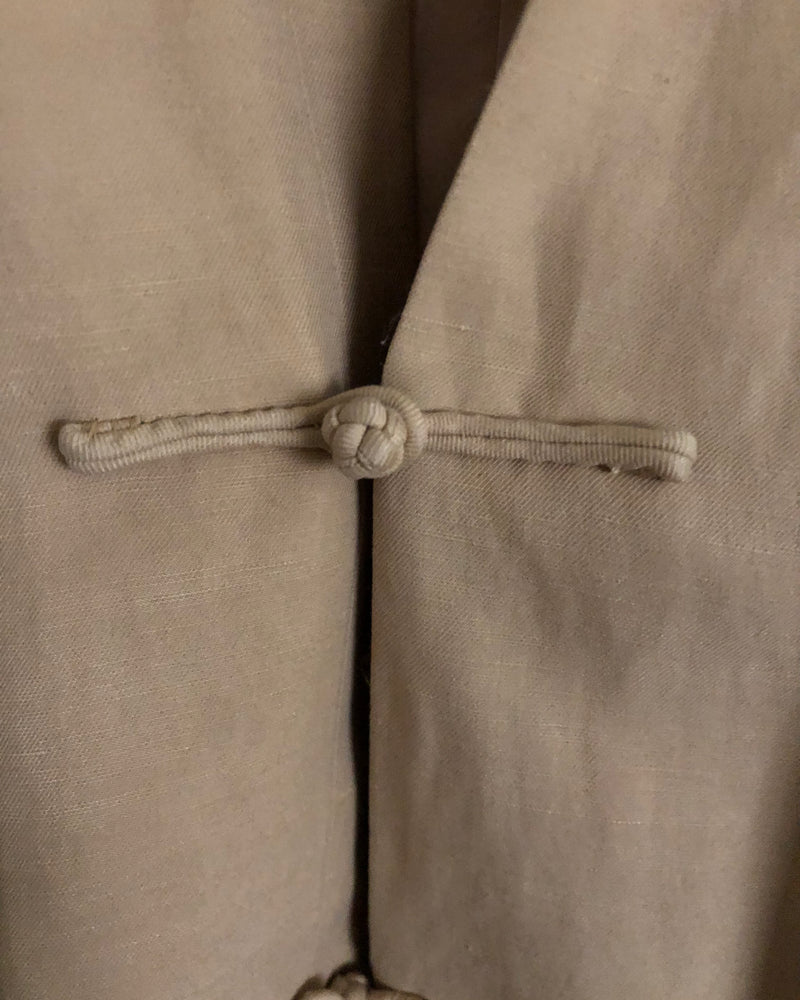Shanghai Tang Silk & Linen Blend Long Sleeve Jacket Beige Oatmeal UK Size 6 - Ava & Iva