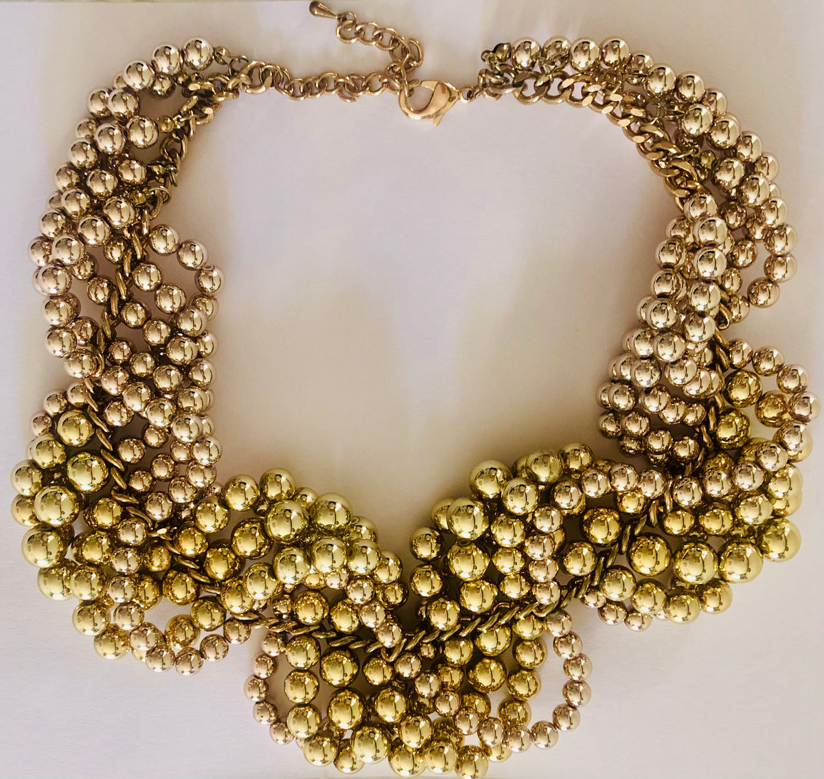 Vintage Gold and Rose Gold Single Strand Twisted Bead Costume Choker Necklet Necklace - Ava & Iva