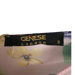Vintage Designer Genese of London Polyester Sleeveless Kimono Kaftan Maxi Dress White Floral Print w/ Swarovski Bead Embellishments & Tie Belt UK Size S/M - Ava & Iva