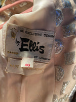 Ellis Vintage A Line Evening Gown Peach Pink with Beads and Sequins UK10/12 - Ava & Iva