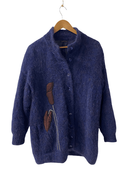 Opal Designer Collection Mohair Cardigan Jacket with Emboridery. Size L - Ava & Iva