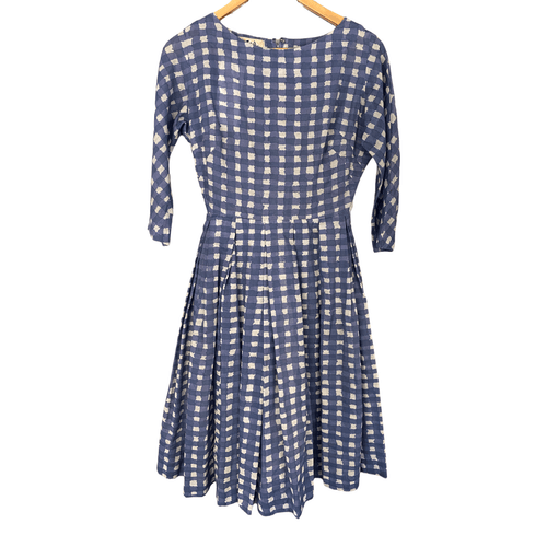 Styled By Tudor Vintage Cotton Dress Blue Gingham Check UK Size 10 - Ava & Iva