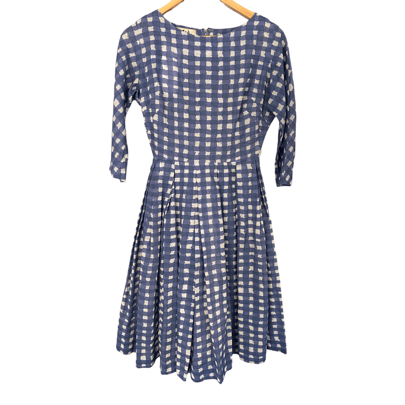 Styled By Tudor Vintage Cotton Dress Blue Gingham Check UK Size 10 - Ava & Iva