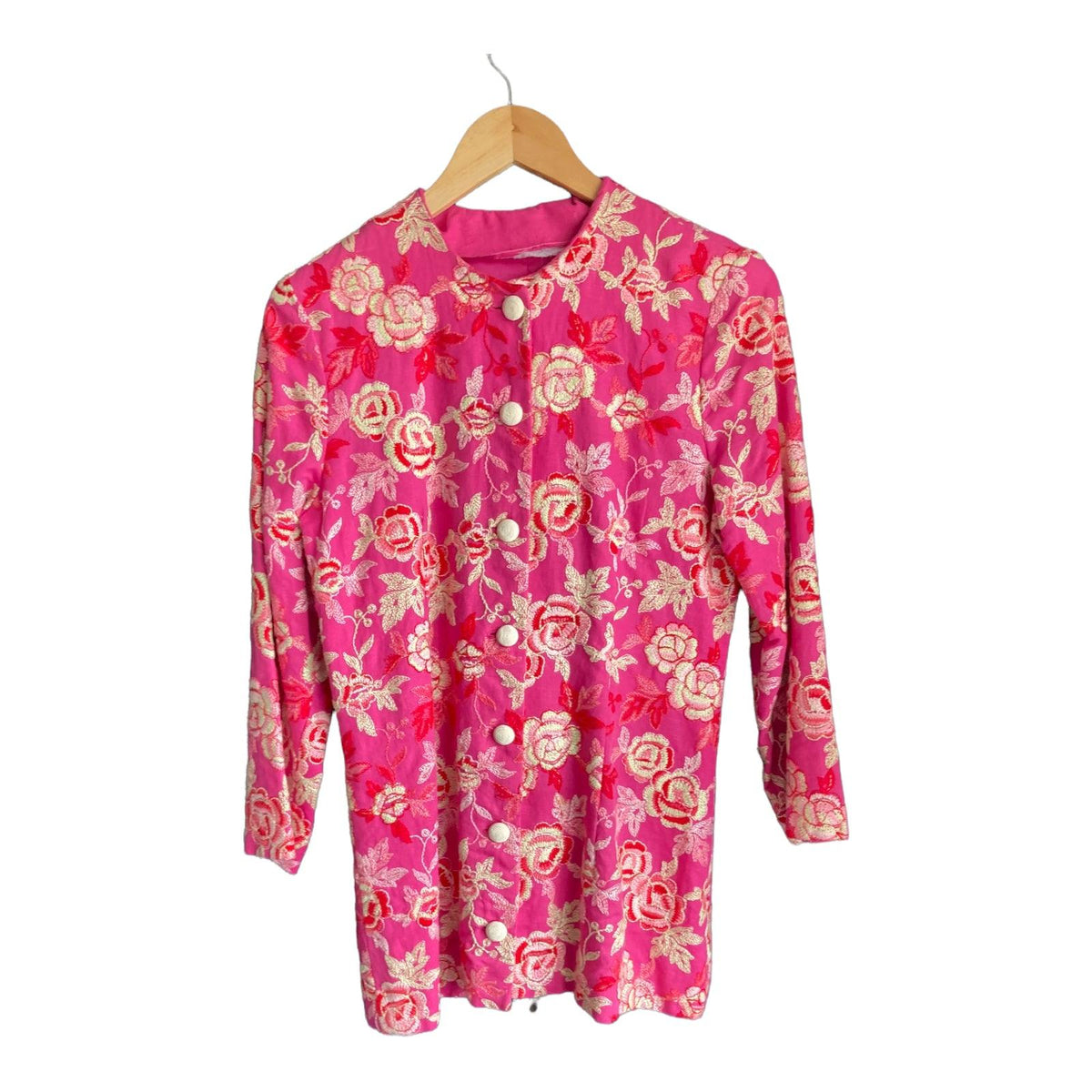 Vintage Cerise Embroidered Long Sleeved Jacket UK Size 10 - Ava & Iva