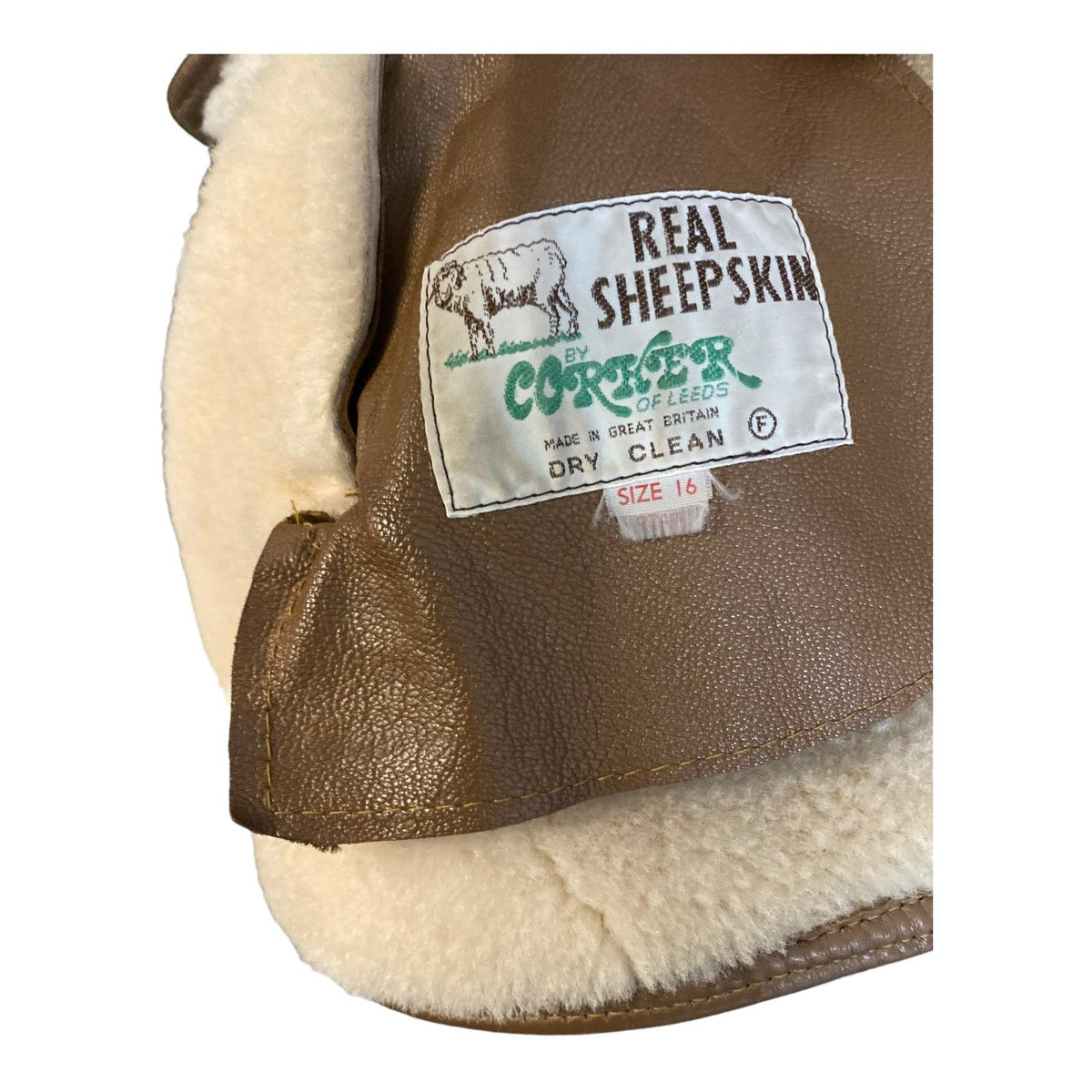 Corker Real Sheepskin Natural Long Sleeved Coat UK Size 16 - Ava & Iva