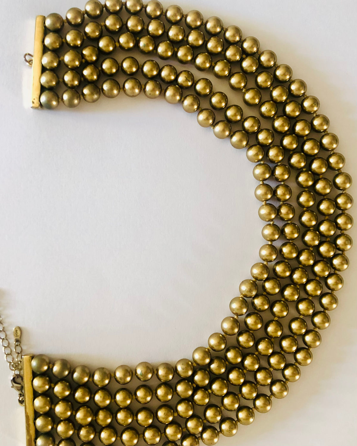 Vintage Monet Gold Five Strand Pearl Bead Costume Choker Necklet Necklace - Ava & Iva