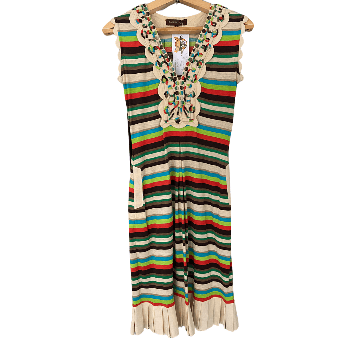 Ranna Gill Sleeveless Dress Festival Boho with Applique Multicolour and Cream Size S - Ava & Iva