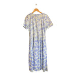 Liberty Cotton White And Blue Floral Short Sleeved Dress UK Size 14 - Ava & Iva