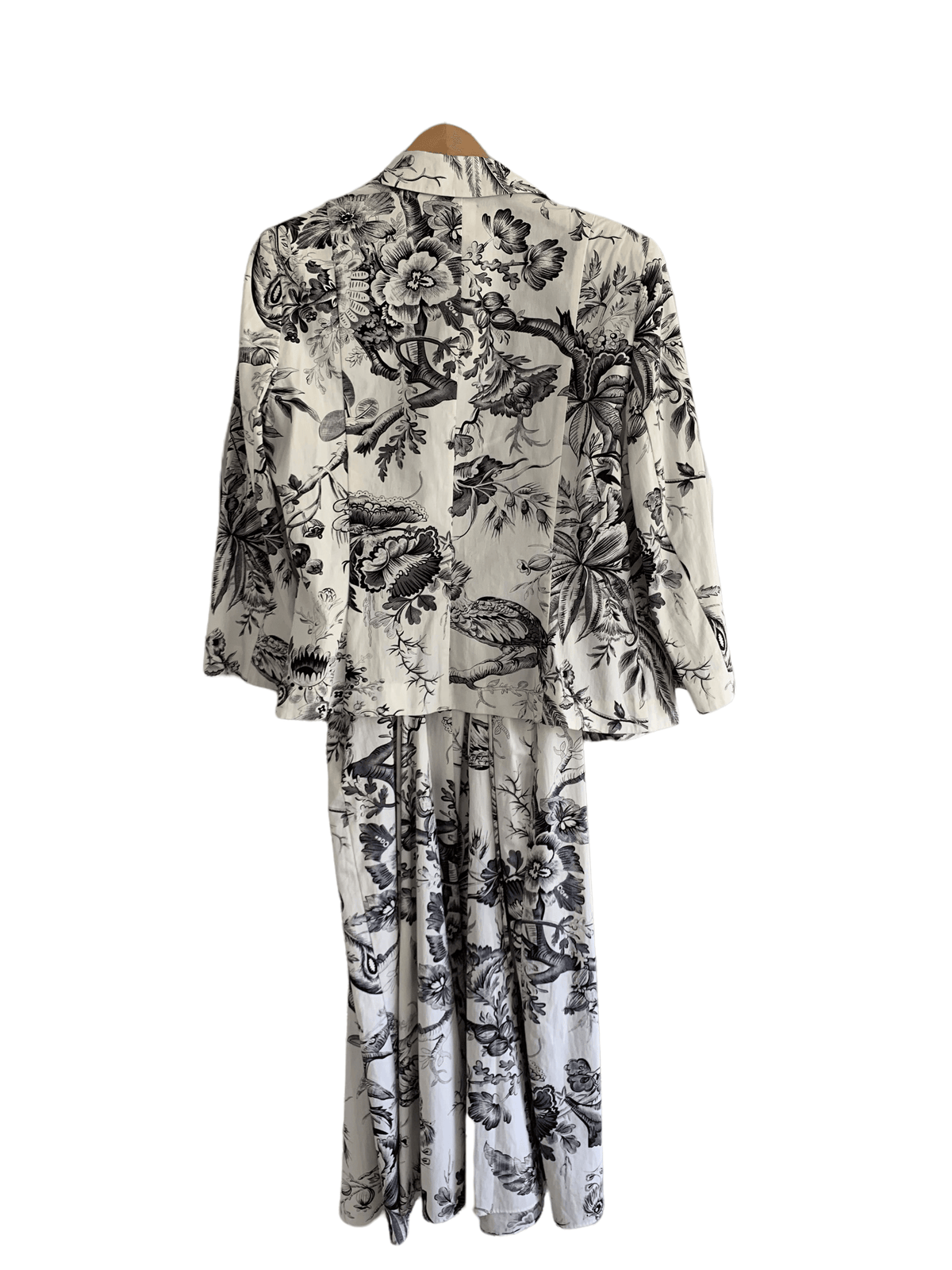 Renato Nucci Cotton Dress and Jacket Suit Floral Black and White UK Size Large - Ava & Iva