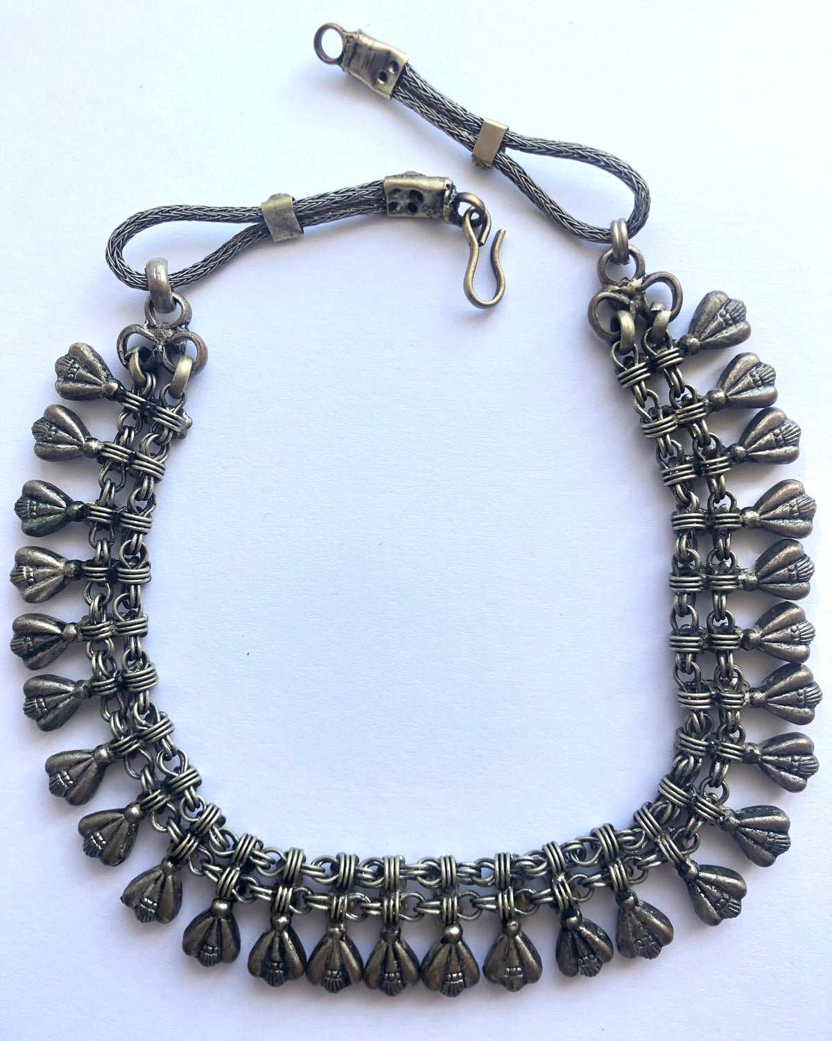 Vintage Pewter Grey Tone Metal Cable Chain Drop Necklet Necklace - Ava & Iva