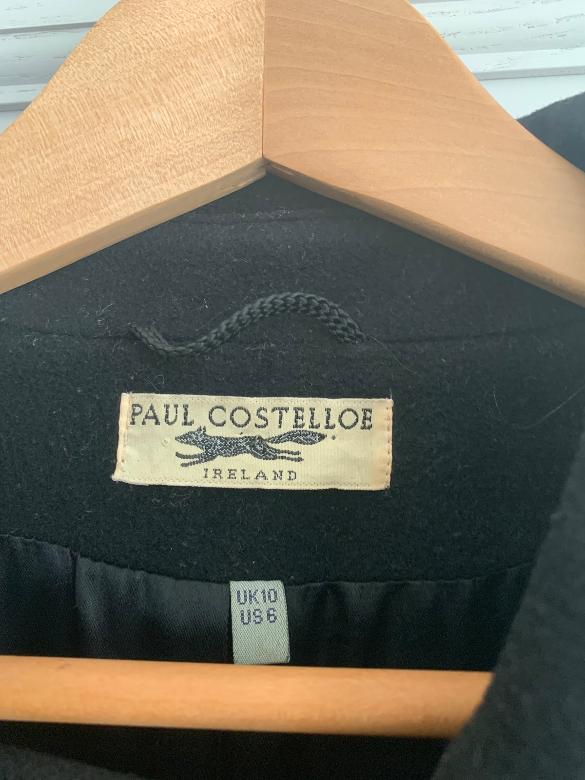 Paul Costelloe Wool Double Breasted Coat Black UK Size 10 - Ava & Iva