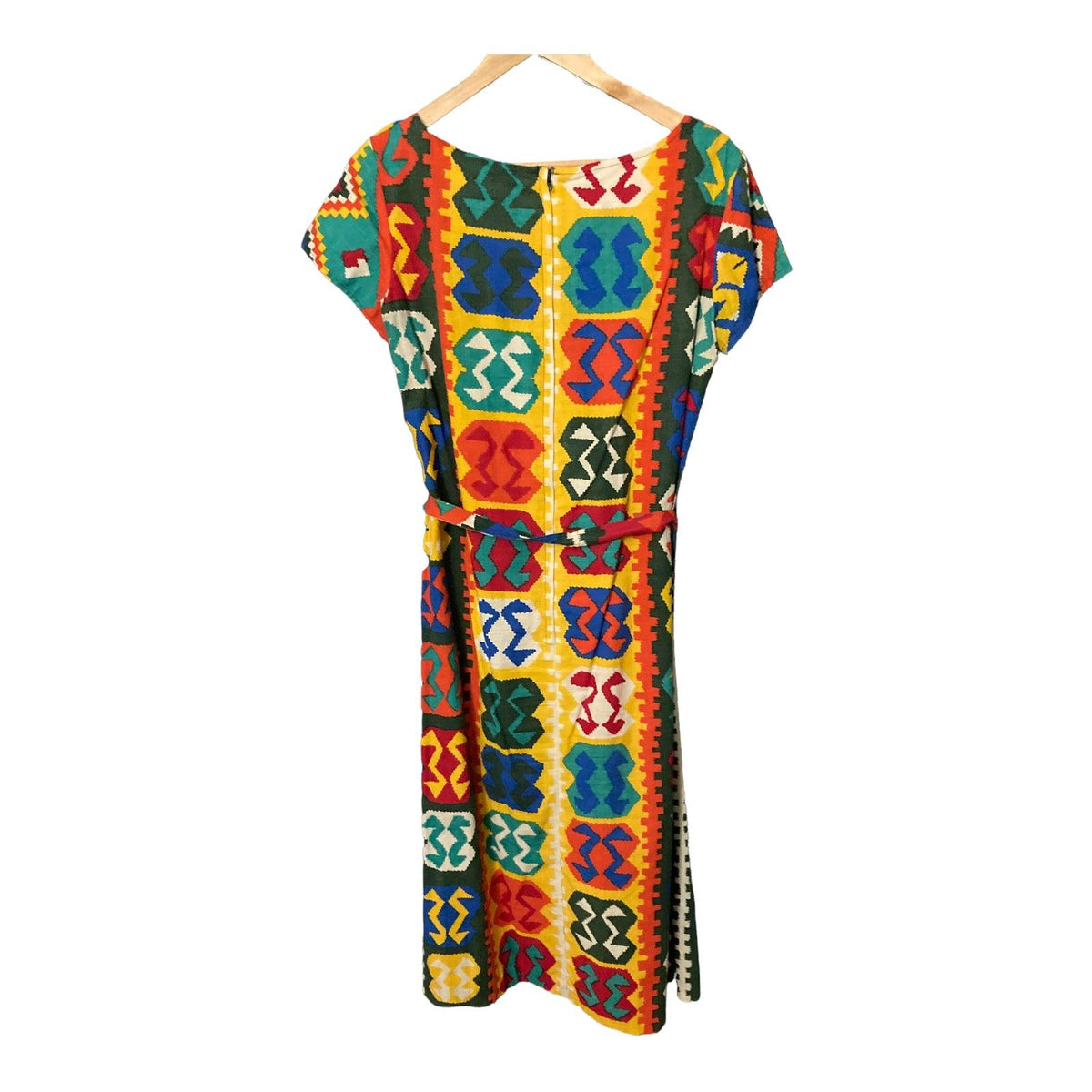 DL Barron Cotton Multi-Coloured Short Sleeved Dress UK Size 12 - Ava & Iva