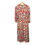 Ann Reeves Cotton Red Floral 3/4 Sleeved Dress UK Size 14 - Ava & Iva