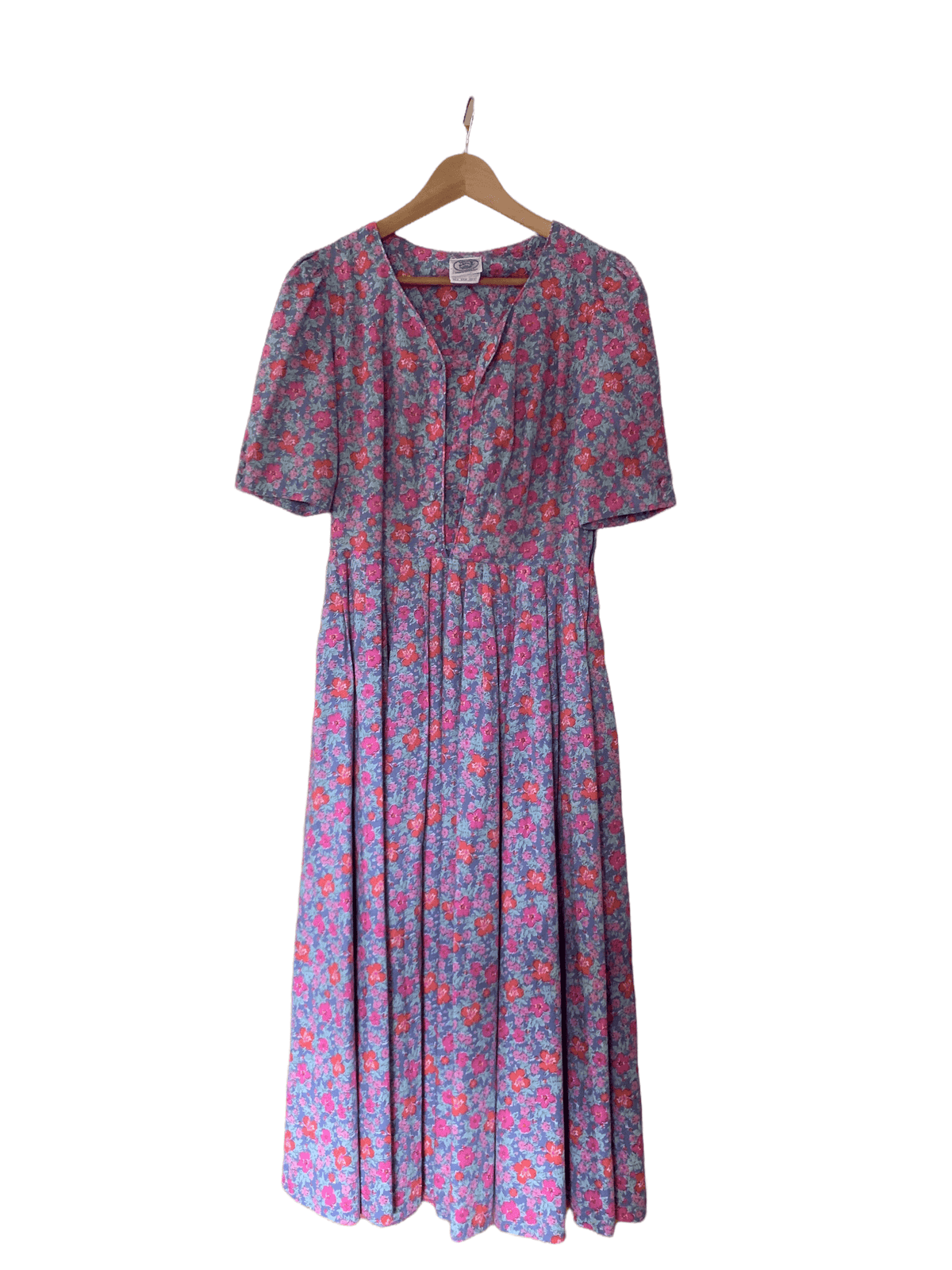 Laura Ashley Cotton Floral Dress Blue UK Size 12 - Ava & Iva