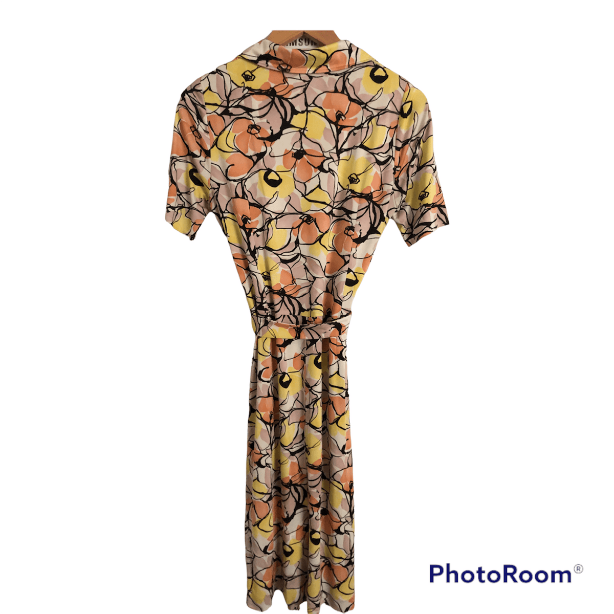 Whistles 100% Silk Short Sleeved Belted Shirt Dress Pale Pink / Multicoloured Geometric Print UK Size 12 - Ava & Iva