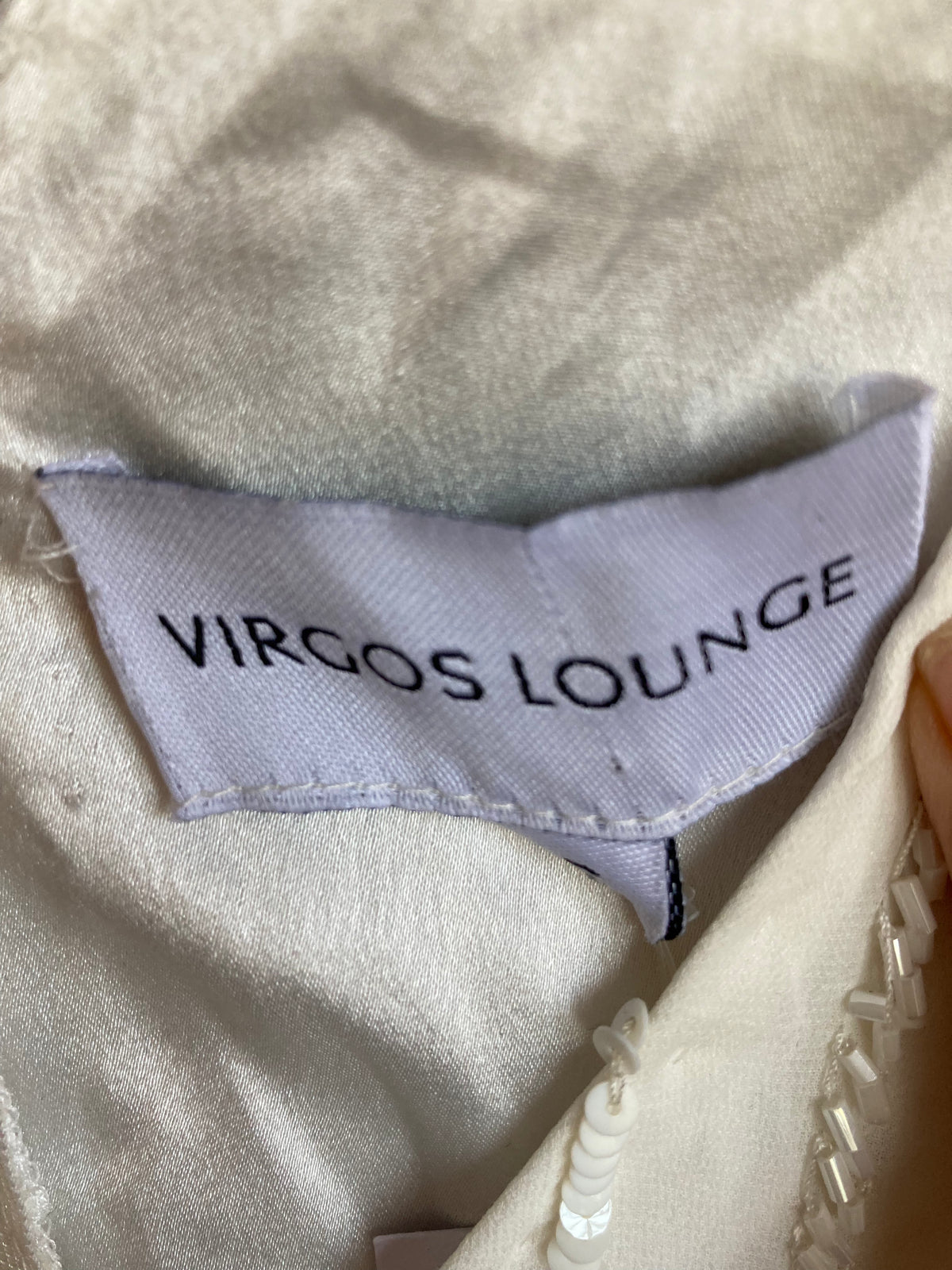 Virgos Lounge Cream Beaded Sleeveless Evening Dress UK Size 10 - Ava & Iva