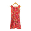 Vintage Cotton Red Floral Sleeveless Dress UK Size 8 - Ava & Iva
