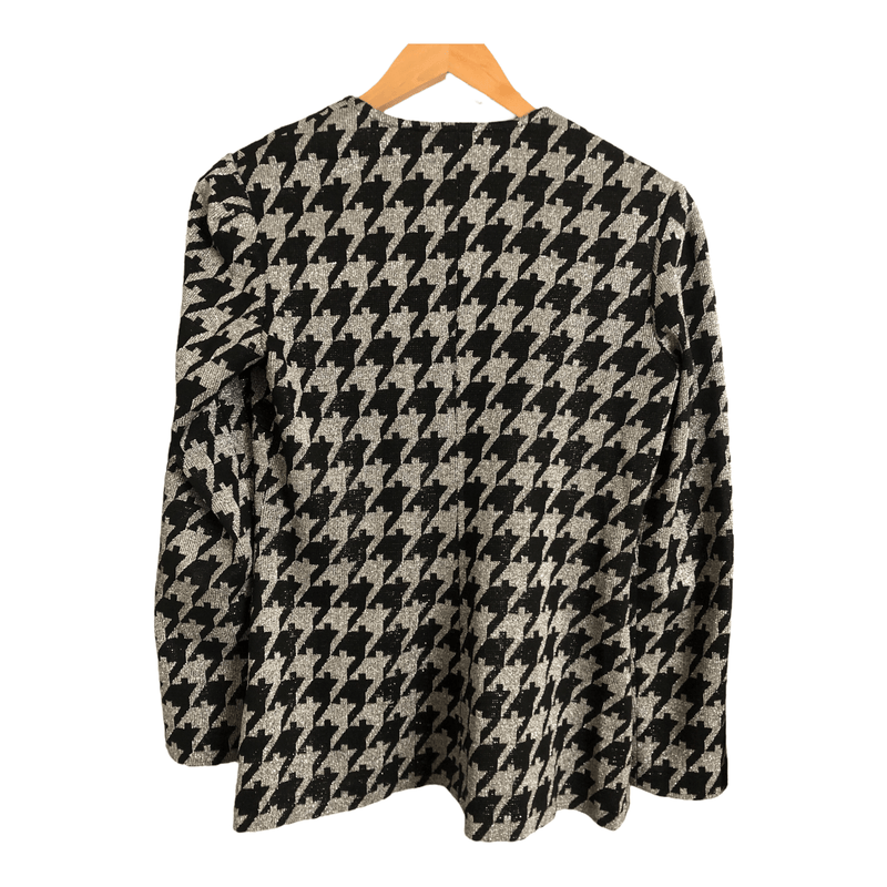 Mistermonte Vintage Evening Jacket Black Metallic Silver Houndstooth Pattern UK Size 10-12 - Ava & Iva