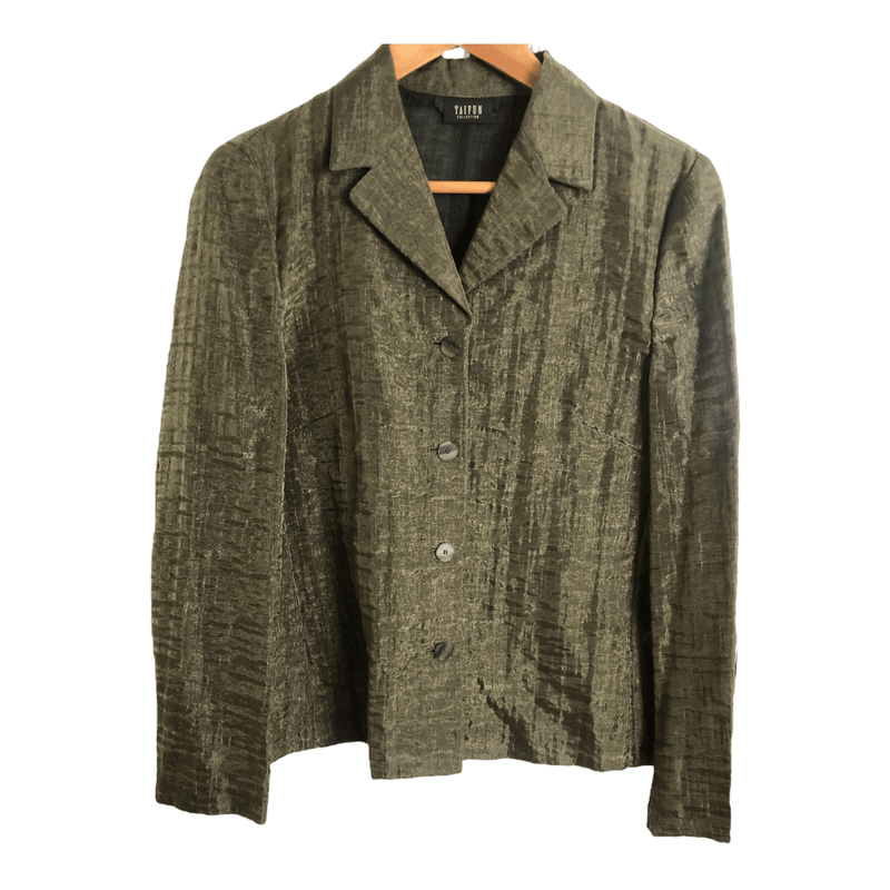 Taifun Collection Sheer Cotton Summr Jacket Olive Green UK Size 8 - Ava & Iva