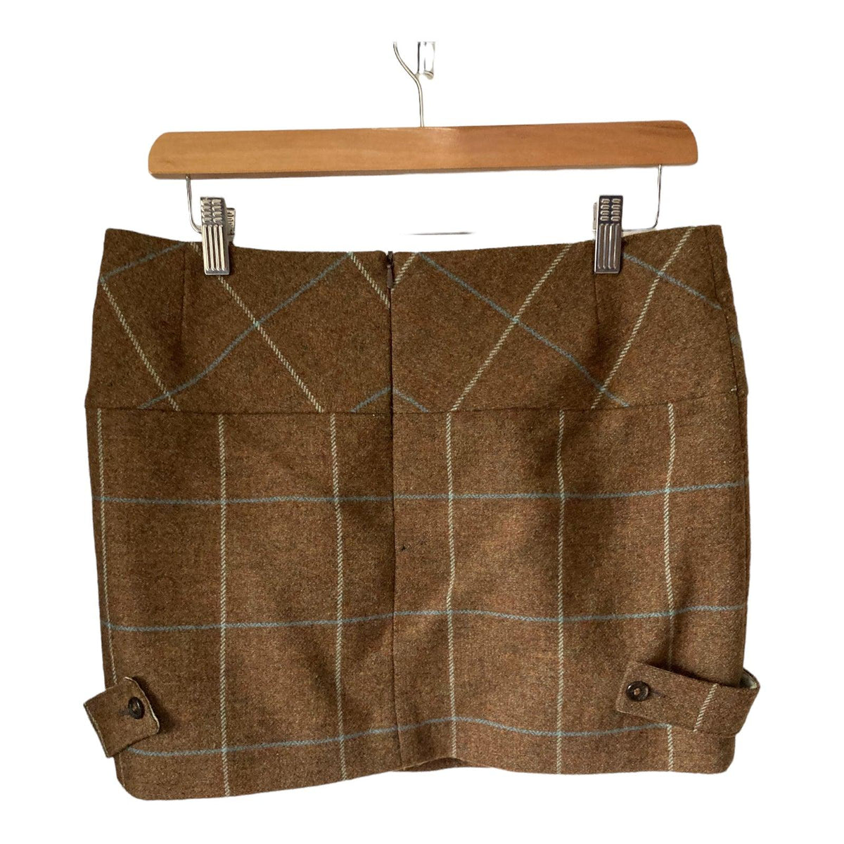 Liberty Freedom Wool Brown Plaid Mini Skirt Ku Size 12 - Ava & Iva