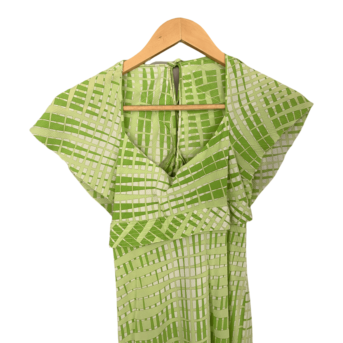 Joseph 100% Silk Cap Sleeve Dress Green Geometric Pattern  UK Size 10 - Ava & Iva