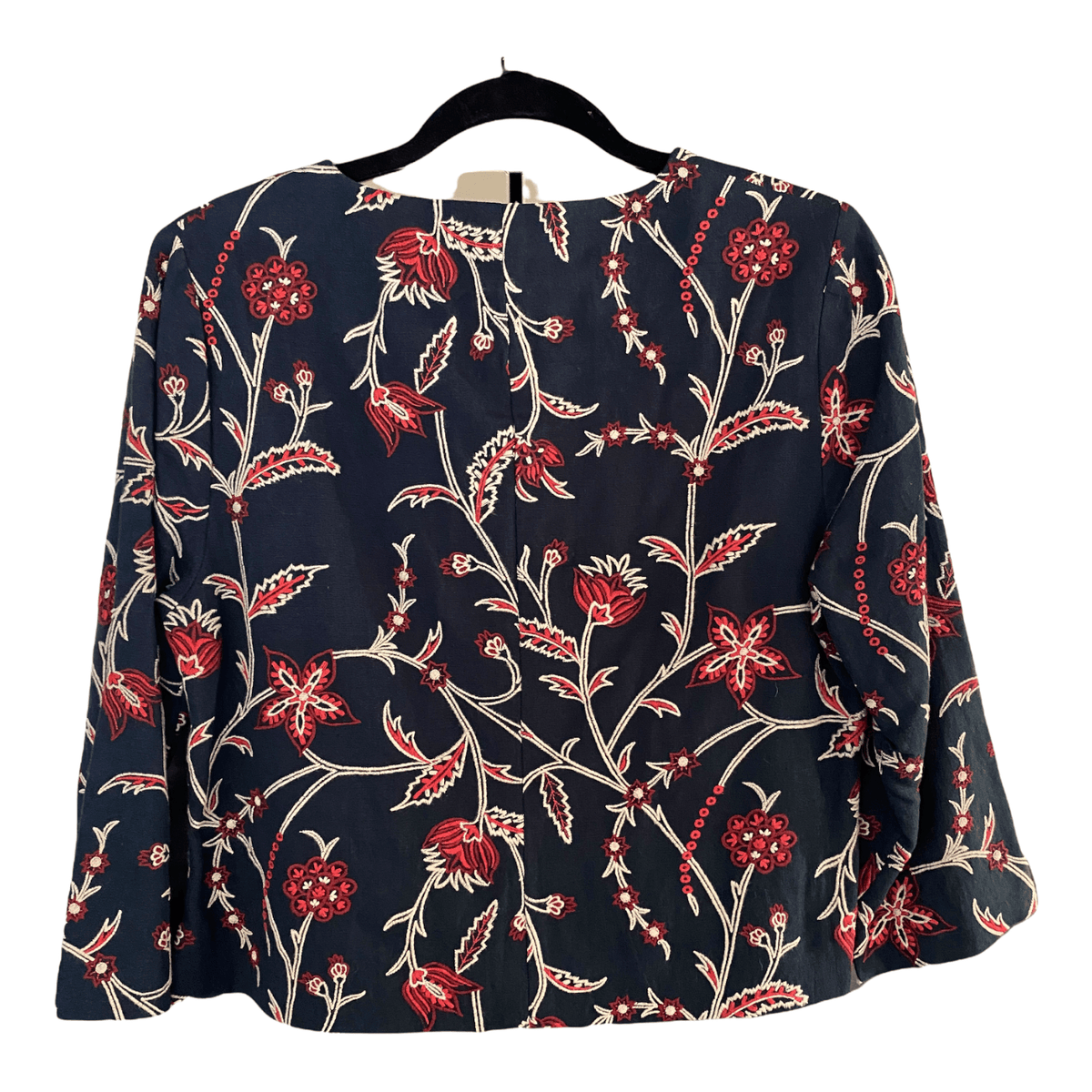 East Cotton Blue Embroidered Cropped Jacket with Tag RRP £279.00 UK Size 12 - Ava & Iva