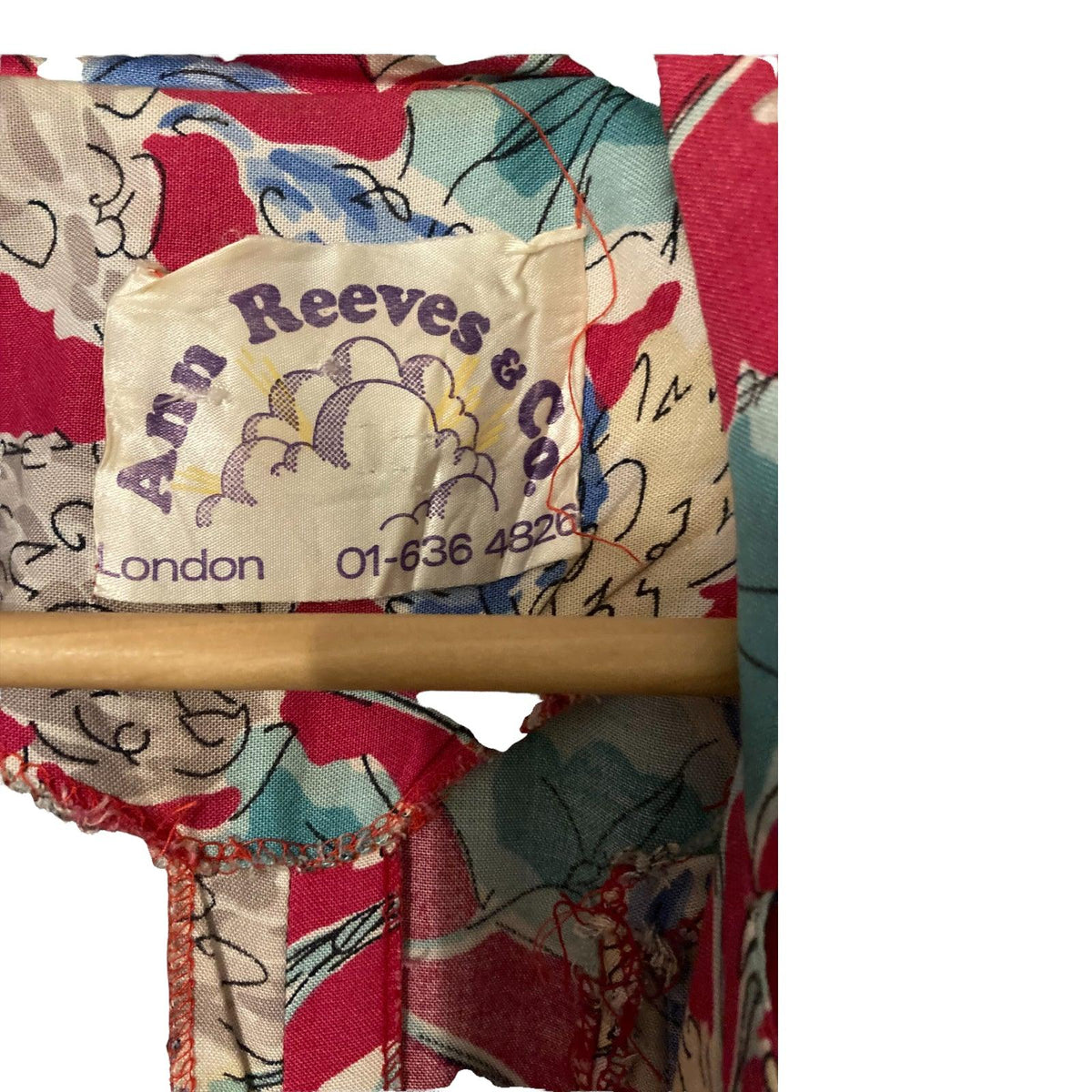 Ann Reeves Cotton Red Floral 3/4 Sleeved Dress UK Size 14 - Ava & Iva