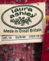 Laura Ashley Vintage Cotton Blend Long Sleeve Shirt Maxi Dress Dark Pink Floral Print UK Size 12-14 - Ava & Iva