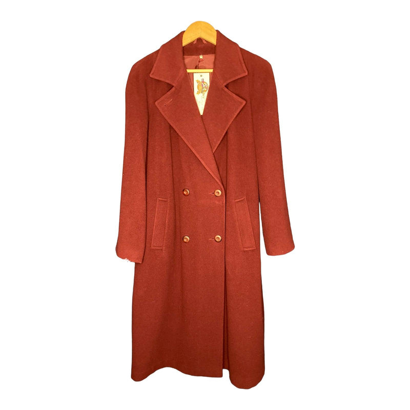 First Avenue Wool & Cashmere Blend Burgundy Long Sleeved Coat UK Size 12 - Ava & Iva