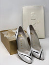 Gina Vintage Shoes White Pearl and Black Leather Heels UK4 - Ava & Iva