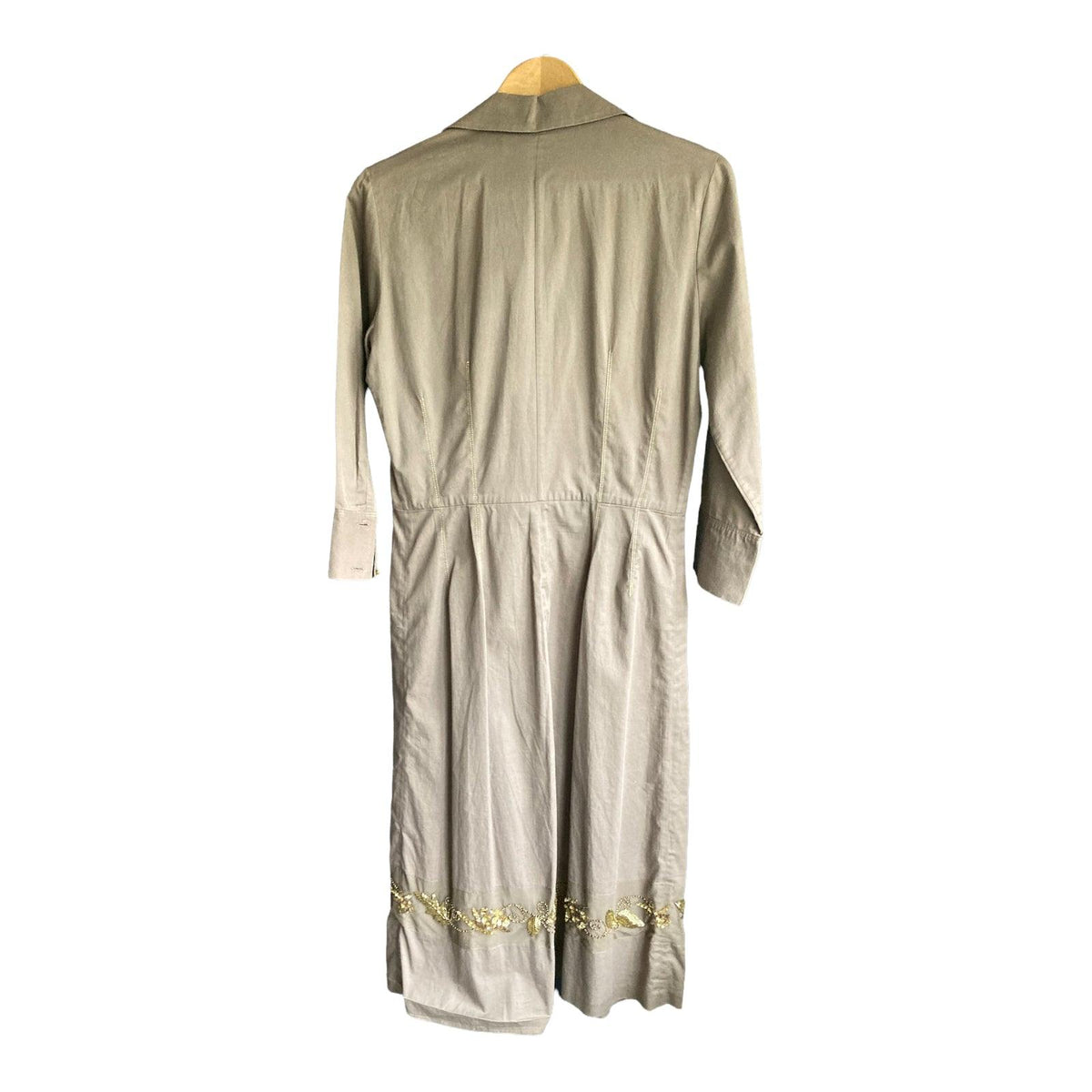 Apostrophe Cotton Taupe 3/4 Sleeved Dress Size 38 UK Size 12 - Ava & Iva