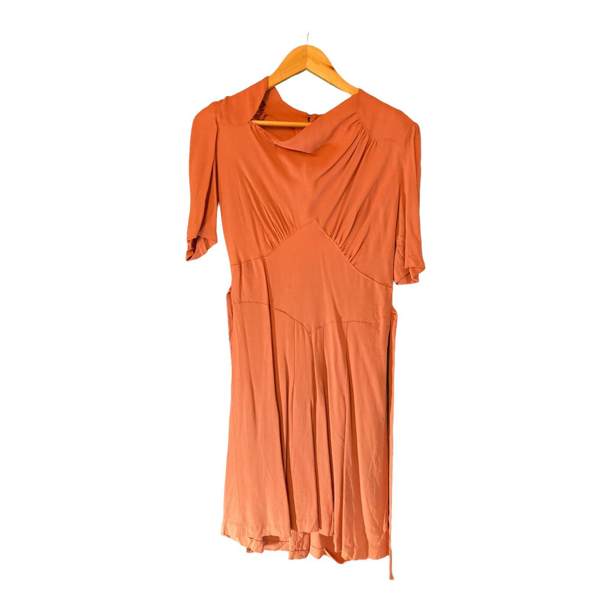 Vintage Peach Short Sleeved Dress with Matching long Sleeved Jacket UK Size 10 - Ava & Iva