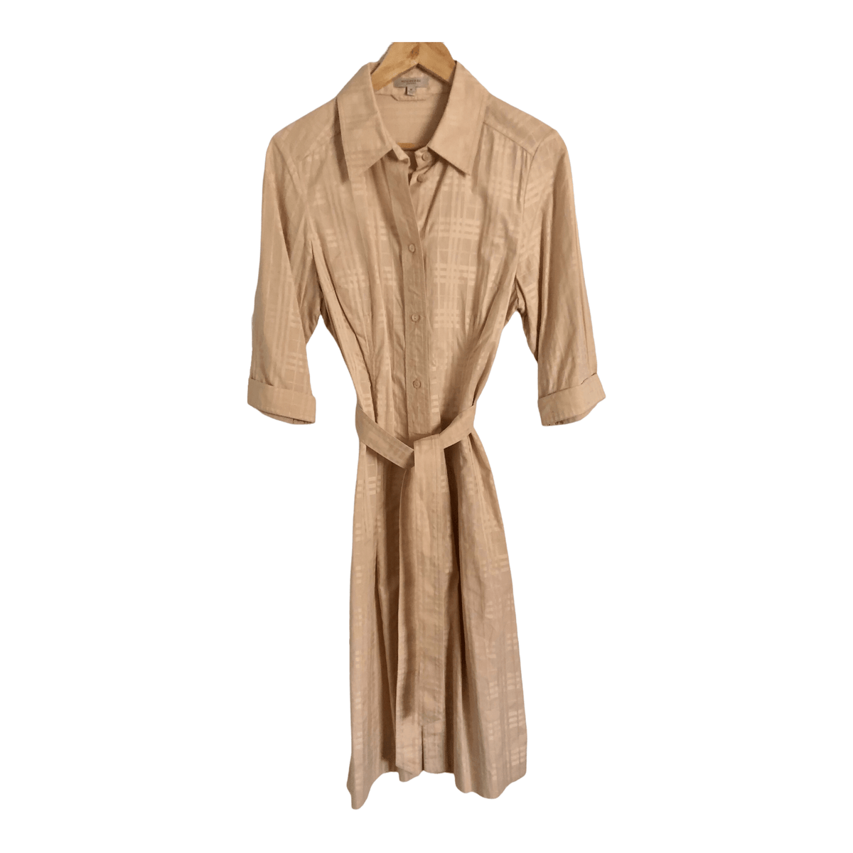 Burberry London 100% Cotton Short Sleeve Designer Shirt Dress Beige Size M - Ava & Iva