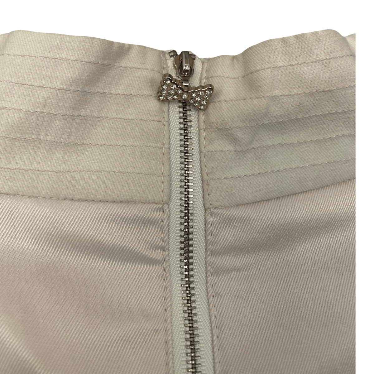 Chloe Silk Short Sleeve Knee Length Dress with Bow Detail Cream Size M (UK Size 10/12) - Ava & Iva