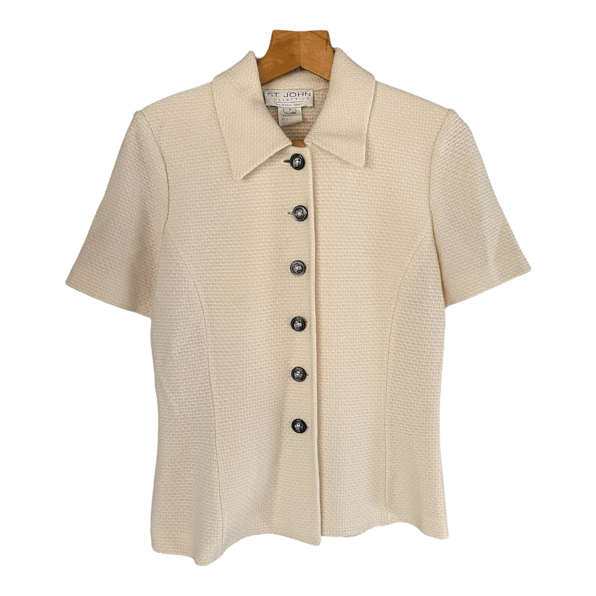 St John Collection by Marie Gray Short Sleeve Jacket Wool Mix Cream Size 8 - Ava & Iva