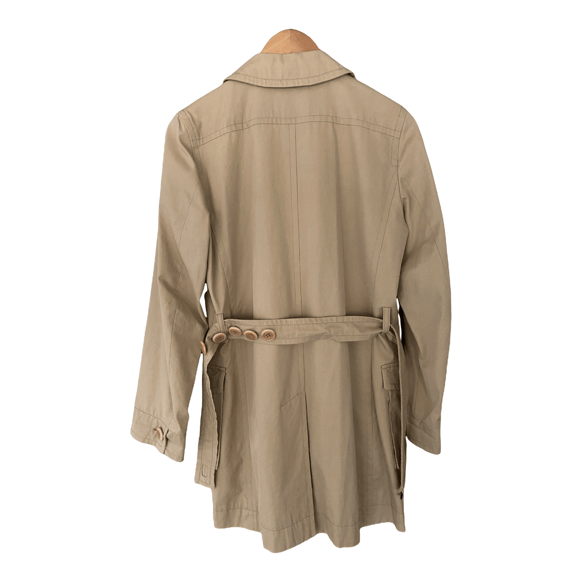 Max Mara Weekend Khaki Raincoat with Zip and Belt UK Size 8 - Ava & Iva