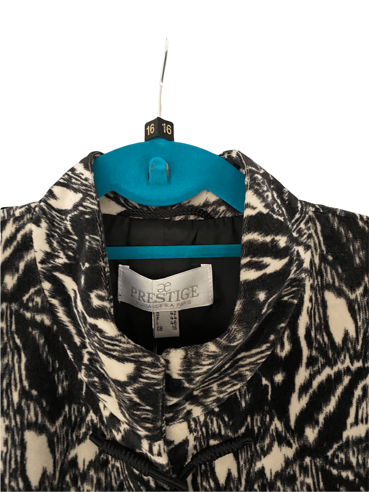 Prestige Chinese Style Velvet Jacket Black & White UK Size 16 - Ava & Iva