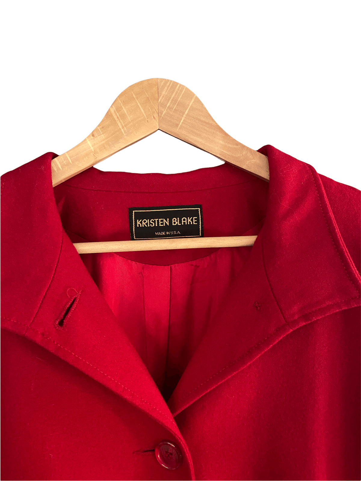 Kristen Black Vintage Union Made Wool Jacket Red Single Breasted Size S - Ava & Iva