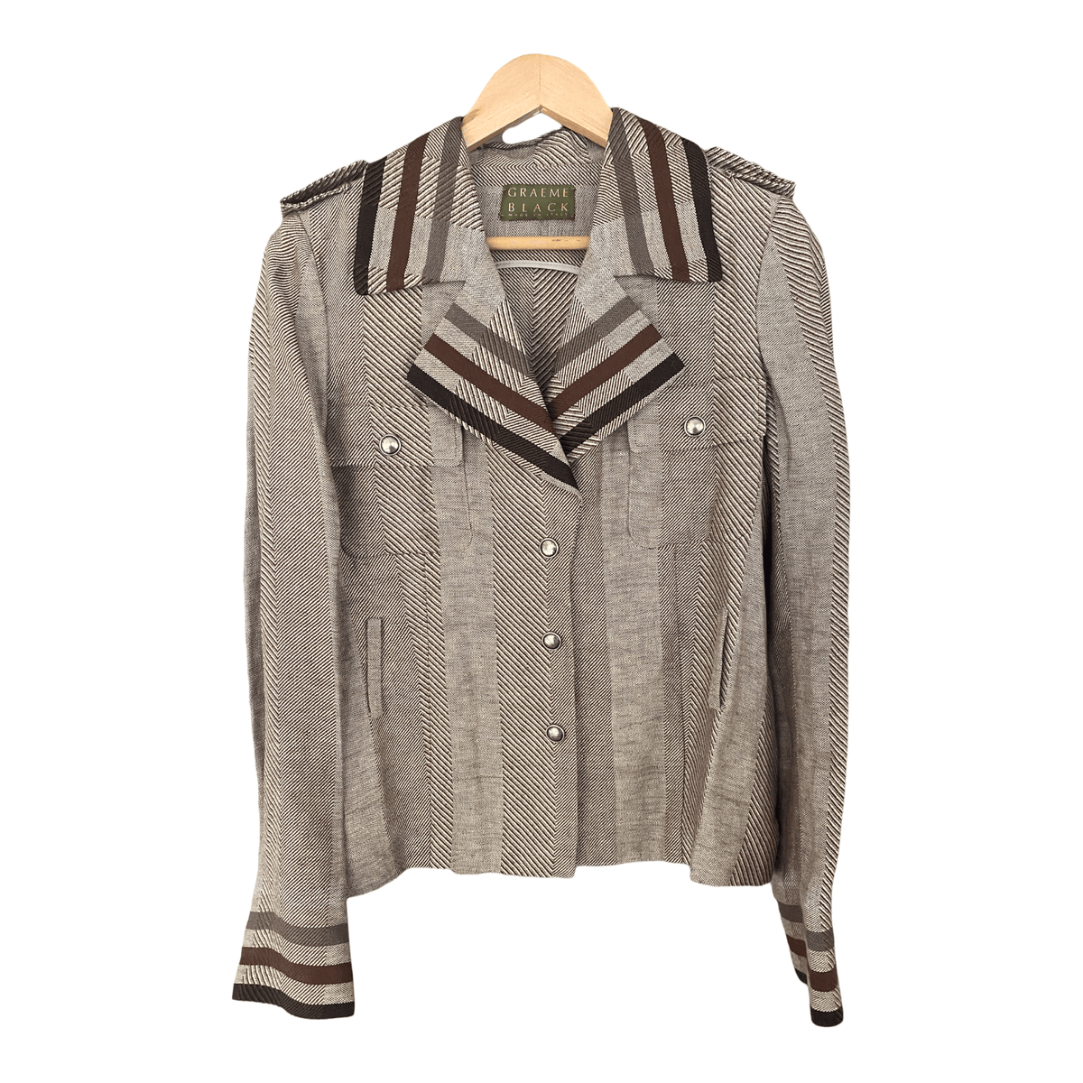 Graeme Black Single Breasted Jacket with Chevron Design UK SIze 12 - Ava & Iva