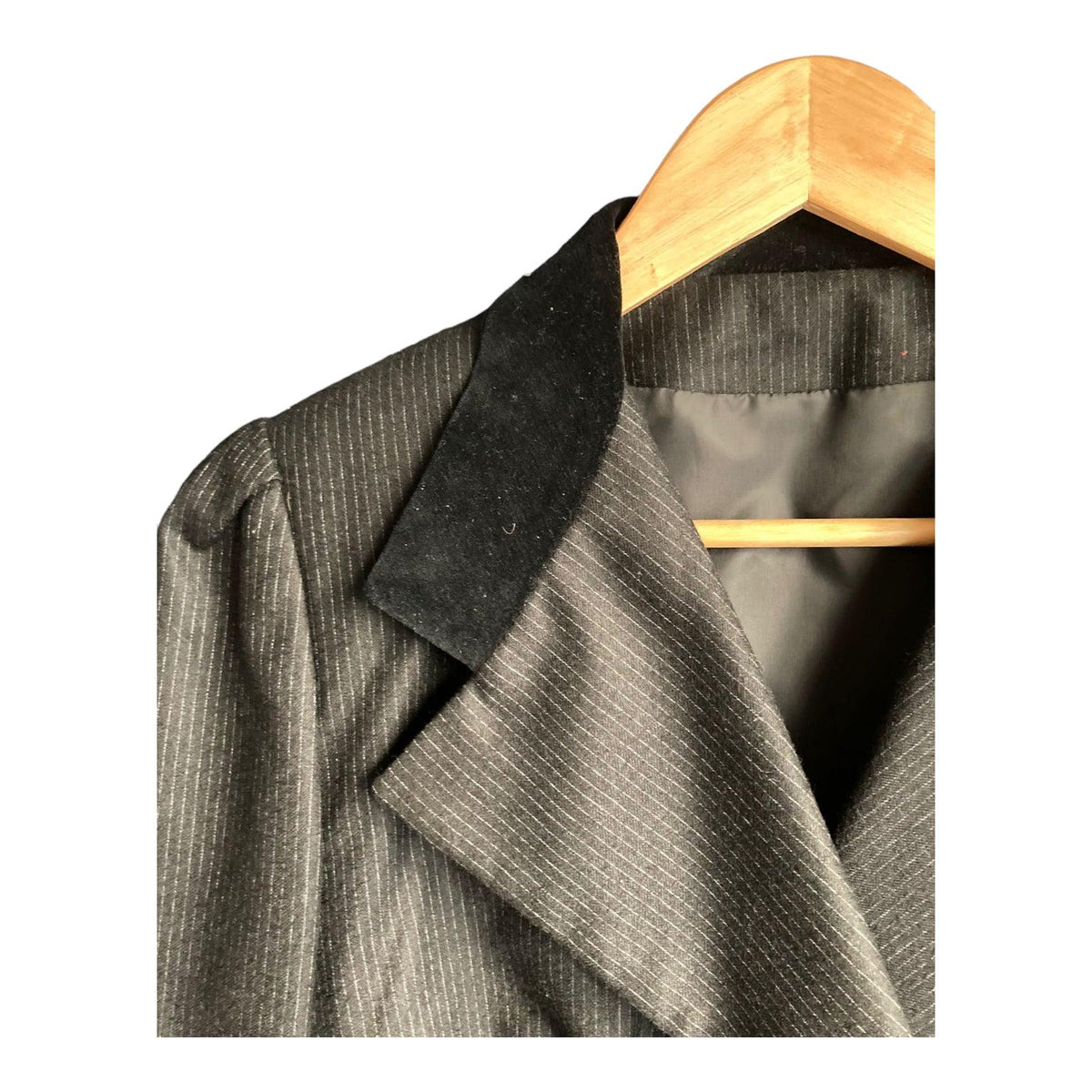 World Couture Wool Grey Pinstripe Skirt Suit Jacket UK Size 12 Skirt UK Size 8 - Ava & Iva