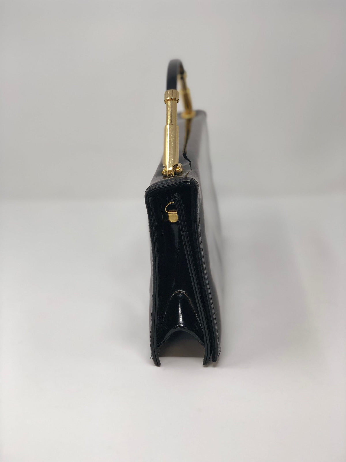 Rowallan Vintage Leather Handbag Black Patent Leather - Ava & Iva