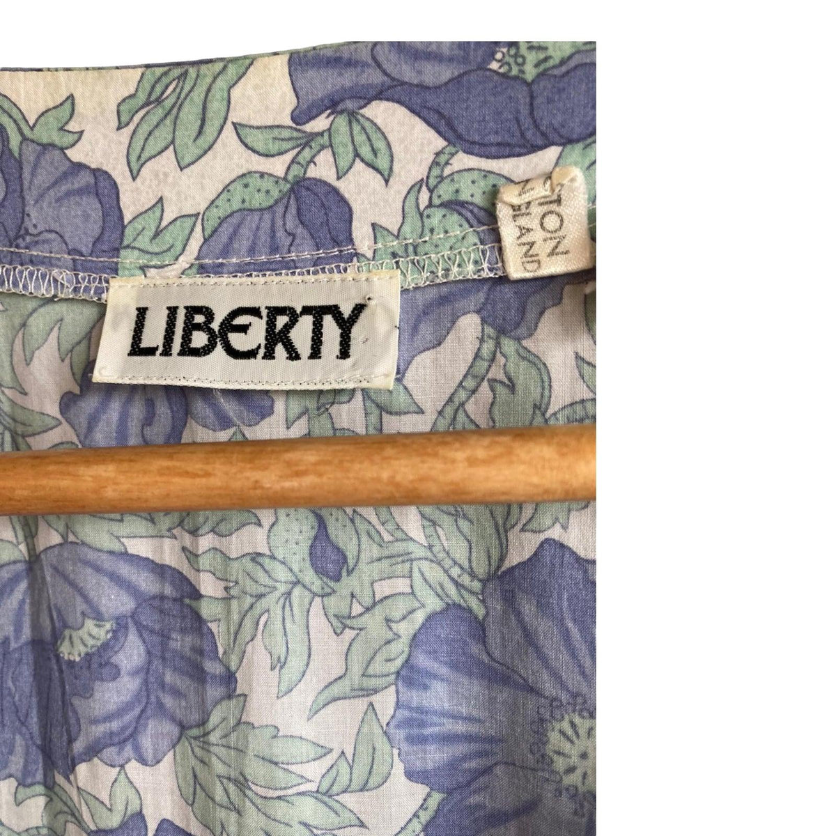 Liberty Cotton White And Blue Floral Short Sleeved Dress UK Size 14 - Ava & Iva