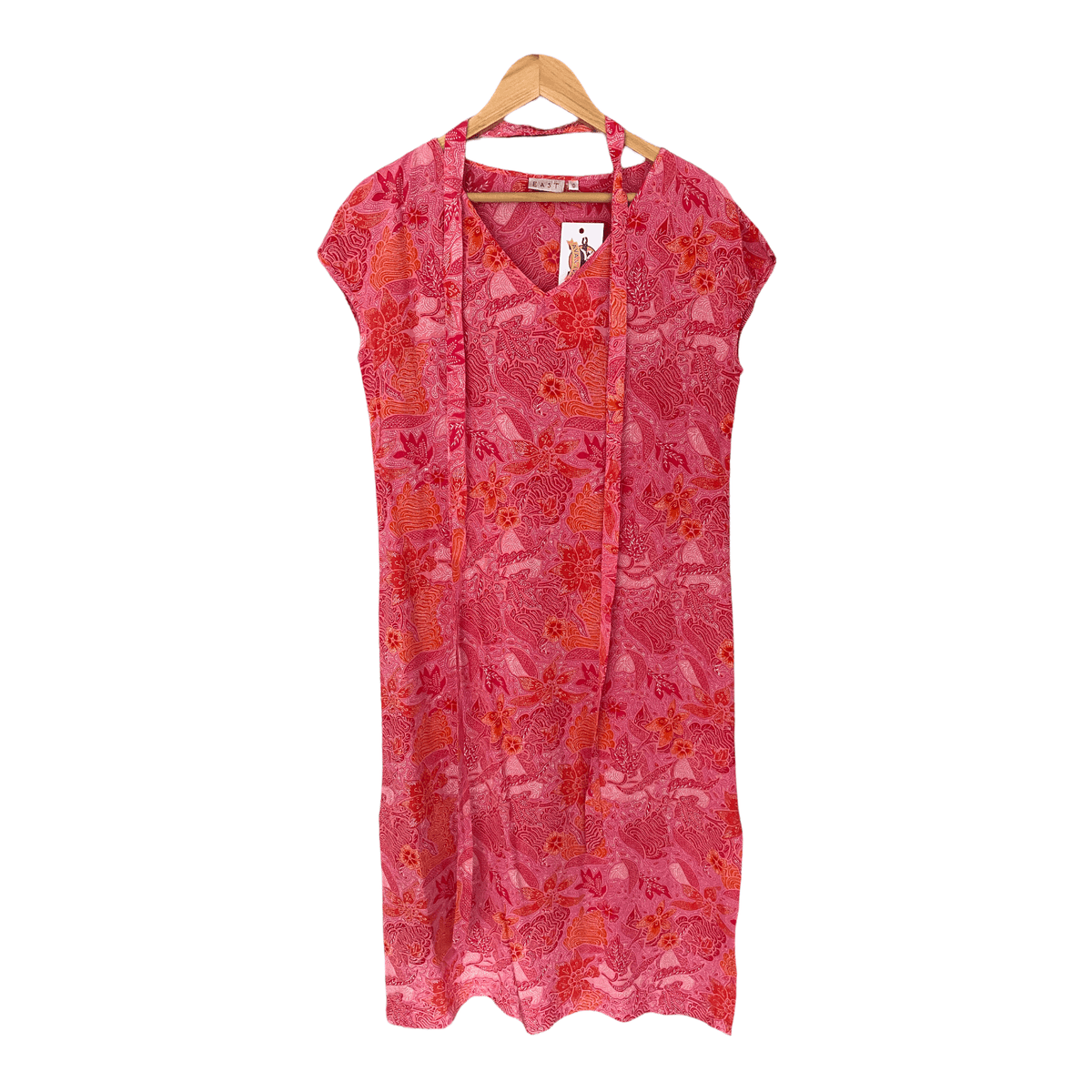 East Pink Floral 100% Silk Tunic Dress with Belt UK Size 10 - Ava & Iva