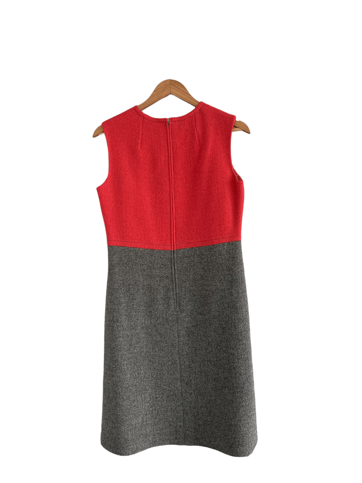 André Peters Vintage Wool Mix Sleeveless Dress and Jacket Grey and Red UK Size 12 - Ava & Iva