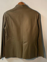 Heine Leather Jacket with Embroidered Panels & Pockets Taupe UK Size 14 - Ava & Iva