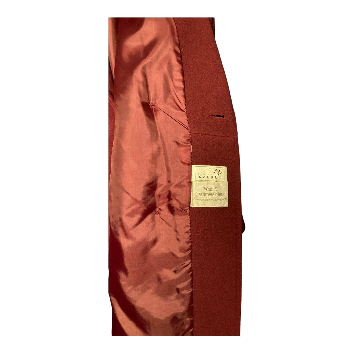 First Avenue Wool & Cashmere Blend Burgundy Long Sleeved Coat UK Size 12 - Ava & Iva